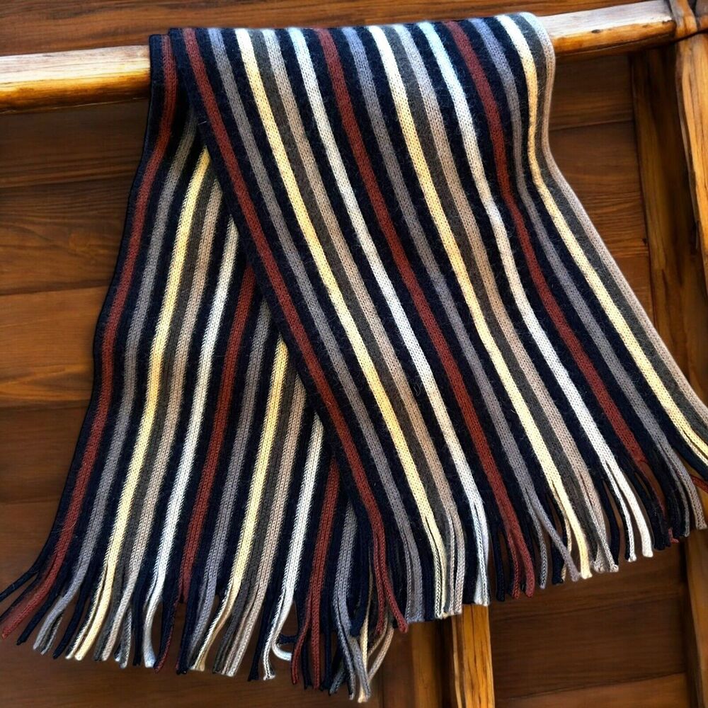 Chelsey II Germany Wool Scarf Striped Fringe Size Unisex 36 inch